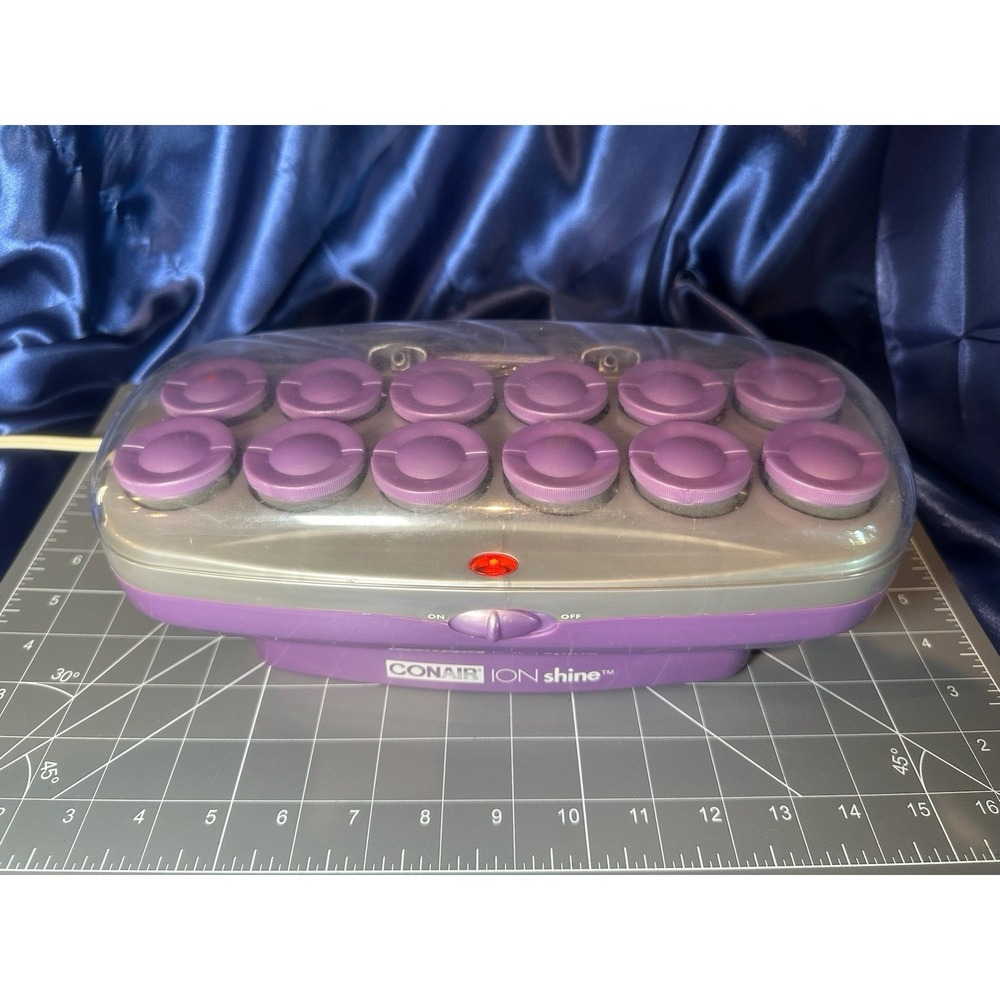 Conair Ion Shine Velvet Hot Rollers Curl Large 12 Jumbo 1.5" Flocked Clips Pins